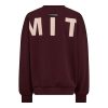 Haute L'Amitié Maxi Split Logo Sweat in bordeaux met oversized fit en logo detail, trendy dames sweater met sportieve uitstraling.