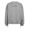 Haute L'Amitié New Studio Tie Sweat HL10714, oversized dames sweater met logo, rugprint in bruin en verstelbare strikdetails aan de zijkanten.