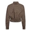 Haute L'Amitié Dessert Check Smock Shirt, geruite damesblouse met vrouwelijke smockdetails en moderne pasvorm.