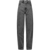 Haute L'Amitié Flip Barrel Grey Tall Jeans HL10860, lange grijze dames barrel jeans met lichte wassing en opvallende omslagtaille.