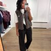 American Vintage Hoktown Teddy Vest in Marronnier Chiné, donkerbruin mouwloos dames gilet met zachte teddystructuur en relaxte pasvorm.
