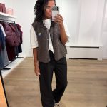 American Vintage Hoktown Teddy Vest in Marronnier Chiné, donkerbruin mouwloos dames gilet met zachte teddystructuur en relaxte pasvorm.