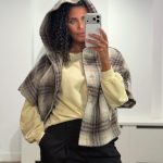 Dante6 Lunetta Check Cape Coat, geruite damesjas met cape silhouet en moderne oversized uitstraling.