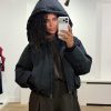 Co’Couture RilloCC Puffer Jacket 500154 in Black, zwarte gewatteerde dames puffer met hoge kraag, capuchon en ritssluiting.