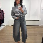 Homage Knitted Sweater With Shoulder Detail H-CW26M74 in grijs, grofgebreide damestrui met opvallend schouderdetail en licht cropped fit.