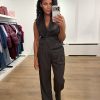 Co’Couture AliniCC Logo Pant 500148 in Dark Brown, donkerbruine high-waist damesbroek met wijde pijpen en elastische logoband.