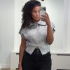 Co’Couture RowCC Zip Knit Vest 500028 in Grey Melange, mouwloos grijs gebreid damesvest met hoge kraag en ritssluiting.