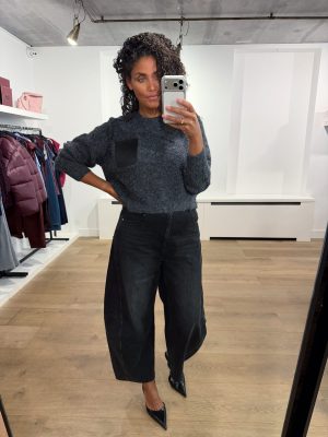 Homage Jules Wide Balloon Jeans H-CW26M40 in Black Washed, zwarte damesjeans met wijde balloon fit en low crotch.