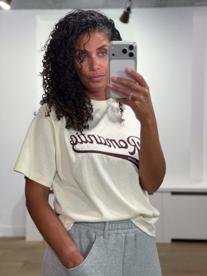 Love Stories Josie L267307110 in White, wit dames T-shirt van katoen met korte mouwen, boxy model en oversized fit.