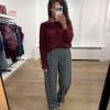American Vintage Damsville DAM225H26CERCH in Bordeaux, zachte fluffy damestrui met ruime pasvorm en boothals.