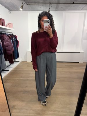 American Vintage Damsville DAM225H26CERCH in Bordeaux, zachte fluffy damestrui met ruime pasvorm en boothals.