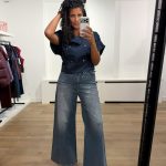 Homage Extra Wide Leg Jeans With Double Cords H-CW26M52 in Greyish Blue, high-waist damesjeans met extra wijde pijpen en dubbele denim koorden.