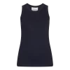 Love-Stories-Bella-Tank-Top-Dark-Blue-L265300663_P Love Stories Bella Classic Tank Top in Dark Blue, mouwloze katoenen dames top met stretch en relaxte pasvorm.