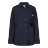 Love Stories Hailey Blouse in Dark Blue, effen donkerblauwe dames blouse met een relaxte en stijlvolle uitstraling.