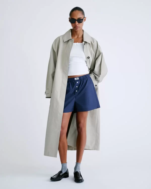 Love Stories James Boxershort-Style Shorts in Dark Blue, katoenen dames short met elastische tailleband en losse pasvorm.