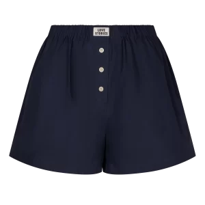 Love Stories James Boxershort-Style Shorts in Dark Blue, katoenen dames short met elastische tailleband en losse pasvorm.