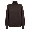 Co’Couture CoryCC Padded Roll-Neck Knit 500213 in Dark Brown, donkerbruine dames coltrui met lange mouwen en padded shoulders.