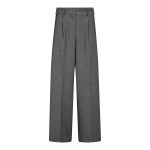 Co’Couture JackyCC Pleat Pant 500293 in Mid Grey, grijze high-waist dames pantalon met wijde pijpen, plooien en persvouwen.