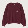 American Vintage Atubay sweater in Lie de Vin, oversized dames sweater in bordeaux met ronde hals en zachte sweatstof.