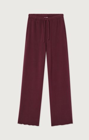American Vintage Atubay wide-leg broek in Lie de Vin, bordeaux dames sweatpants met elastische taille en relaxte pasvorm.