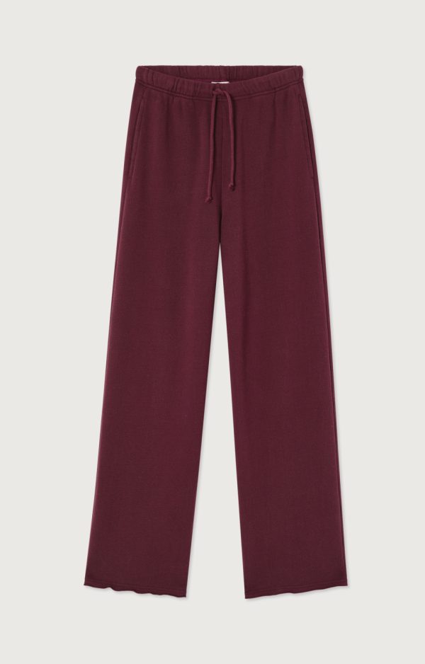 American-Vintage-Jogging-Atubay-Bordeaux-ATU05BH26LIED American Vintage Atubay wide-leg broek in Lie de Vin, bordeaux dames sweatpants met elastische taille en relaxte pasvorm.