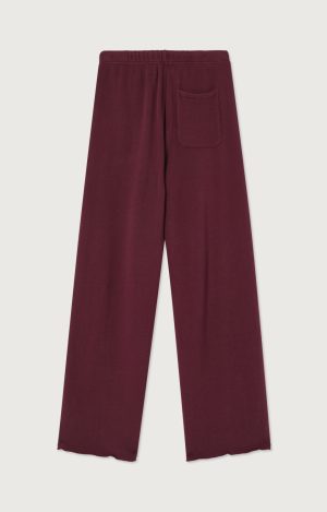 American Vintage Atubay wide-leg broek in Lie de Vin, bordeaux dames sweatpants met elastische taille en relaxte pasvorm.