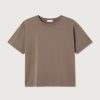 American Vintage Fizvalley T-shirt in Cendre Vintage, katoenen dames T-shirt in warme grijsbruine vintage tint.