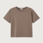 American Vintage Fizvalley T-shirt in Cendre Vintage, katoenen dames T-shirt in warme grijsbruine vintage tint.
