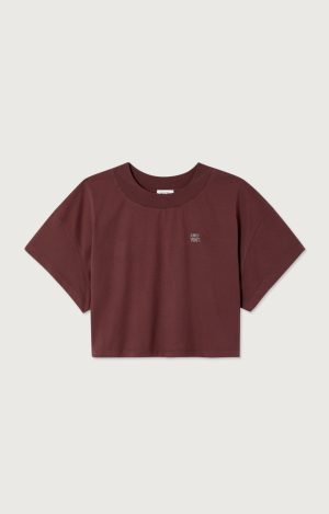 American Vintage Gixy T-shirt in Pourpre, relaxed dames shirt in diepe paarse tint met een casual en moderne uitstraling.