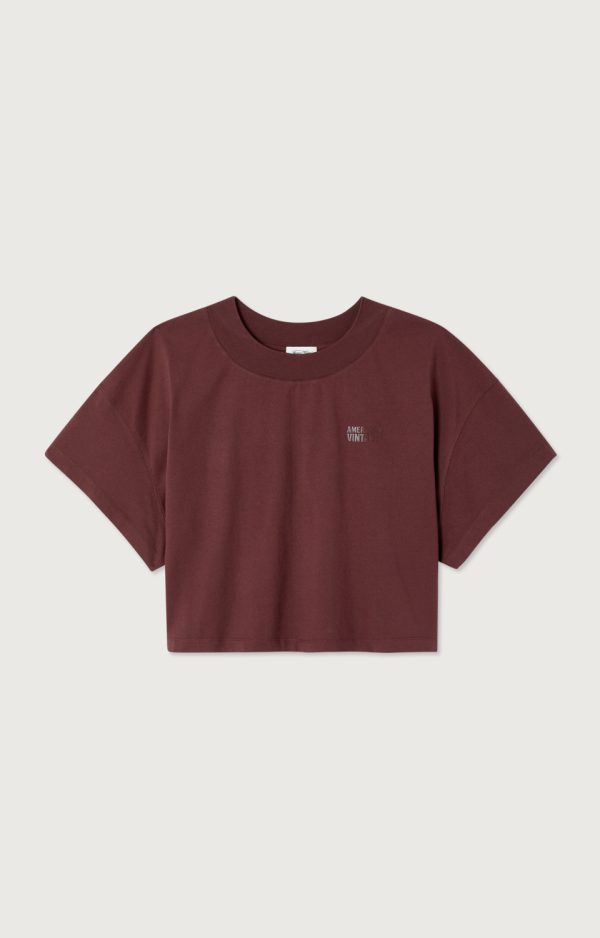 American-Vintage-Gixy-Pourpre-T-shirt-GIX02BH26POURPR American Vintage Gixy T-shirt in Pourpre, relaxed dames shirt in diepe paarse tint met een casual en moderne uitstraling.