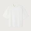 American Vintage Afoma AFO02DH26 in Blanc, wit oversized dames T-shirt van stevig katoen met korte mouwen en ronde hals.