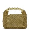 SUI AVA Slouchy Beaded Bag in Green Grape, groene handgemaakte damestas van glanzende kralen met ronde handgreep en slouchy vorm.