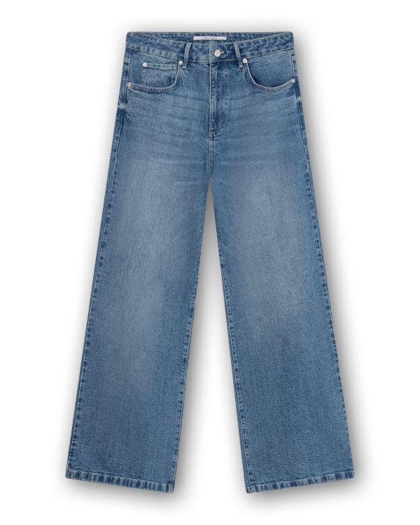 Homage-H-CW26M65-Cooper-MidwaistSlouchyWideLegJeans-BlueUsed_1V2 HOMAGE Cooper Mid Waist Slouchy Wide Leg Jeans H-CW26M65, damesjeans met mid-waist taille, slouchy fit en extra wijde pijpen.