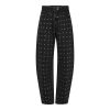 Haute L'Amitié Flip Waist Rivet Tall Jeans HL10875 in Black, zwarte dames barrel jeans met studs en opvallende omgeslagen tailleband.