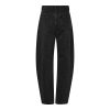 Haute L'Amitié Flip Waist Rivet Tall Jeans HL10875 in Black, zwarte dames barrel jeans met studs en opvallende omgeslagen tailleband.
