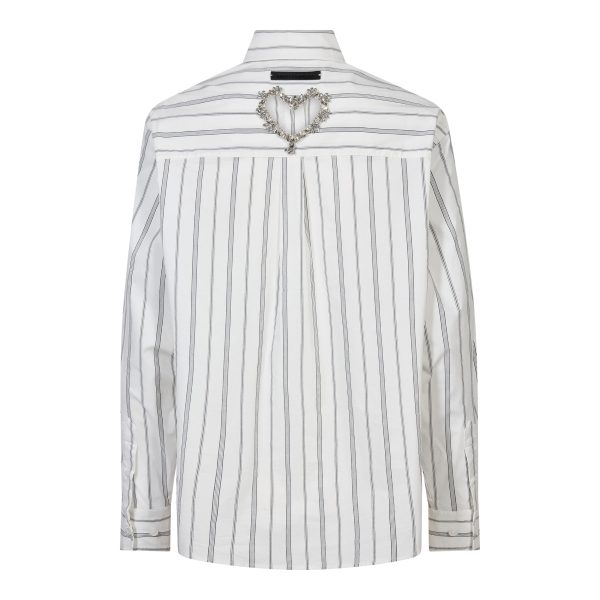 Haute L'Amitié Cristel Heart Stripe Shirt HL10962, gestreepte damesblouse met hartdetails en oversized fit.