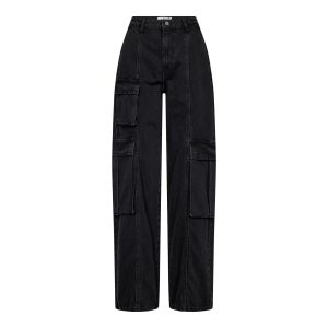 Haute L'Amitié Denim Cargo Tall Pants HL10993, lange denim dames cargobroek met wijde fit en grote cargozakken.