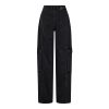 Haute-L-Amitié-Denim-Cargo-Tall-Pants-HL10993-Black Haute L'Amitié Denim Cargo Tall Pants HL10993, lange denim dames cargobroek met wijde fit en grote cargozakken.