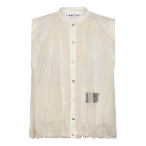 Haute L'Amitié Ballet Logo Tech Vest HL11024, mouwloos dames gilet met transparante mesh, opstaande hals, voorzakken en logo op de rug.