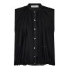 Haute L'Amitié Ballet Logo Tech Vest HL11024 in Black, zwart mouwloos dames gilet met semi-transparante mesh, bubble-effect en groot logo op de rug.