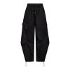 Haute L'Amitié Air Zip Tall Pant HL11086 in Black, zwarte lange dames cargobroek met barrel fit, grote cargozakken, ritsdetails en verstelbare pijpen.