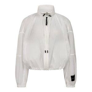 Haute L'Amitié Iron Paper Jacket HL11038 in Paper White, wit transparant damesjack met oversized fit, hoge kraag, ritssluiting en verstelbare trekkoorden.