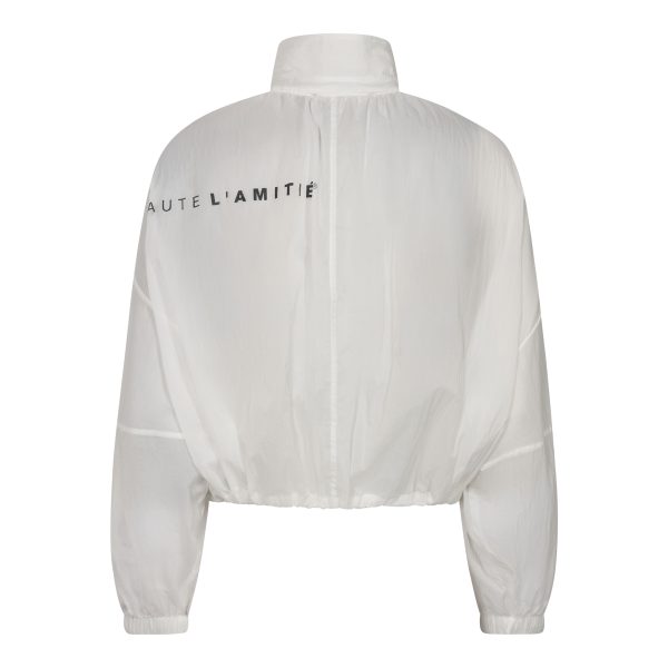Haute L'Amitié Iron Paper Jacket HL11038 in Paper White, wit transparant damesjack met oversized fit, hoge kraag, ritssluiting en verstelbare trekkoorden.