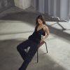 Haute-L-Amitié-Denim-Cargo-Tall-Pants-HL10993-Black Haute L'Amitié Denim Cargo Tall Pants HL10993, lange denim dames cargobroek met wijde fit en grote cargozakken.