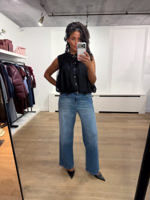 HOMAGE Cooper Mid Waist Slouchy Wide Leg Jeans H-CW26M65, damesjeans met mid-waist taille, slouchy fit en extra wijde pijpen.
