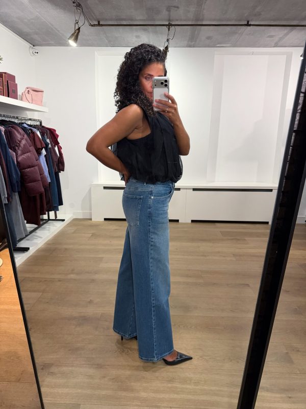 Homage-H-CW26M65-Cooper-MidwaistSlouchyWideLegJeans-BlueUsed HOMAGE Cooper Mid Waist Slouchy Wide Leg Jeans H-CW26M65, damesjeans met mid-waist taille, slouchy fit en extra wijde pijpen.