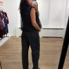 Haute L'Amitié Flip Waist Rivet Tall Jeans HL10875 in Black, zwarte dames barrel jeans met studs en opvallende omgeslagen tailleband.