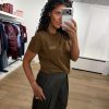 American Vintage Ykobow T-Shirt YKO02CH26MOKA in Moka, bruin katoenen dames T-shirt met ronde hals, korte mouwen en subtiel logo op de borst.