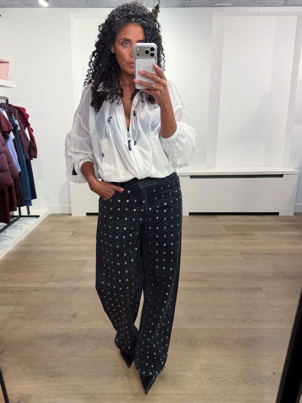 Haute L'Amitié Iron Paper Jacket HL11038 in Paper White, wit transparant damesjack met oversized fit, hoge kraag, ritssluiting en verstelbare trekkoorden.