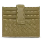 SUI AVA Woven Card Wallet SA2603197 in Green, groen compact pasjesetui met gevlochten woven structuur.